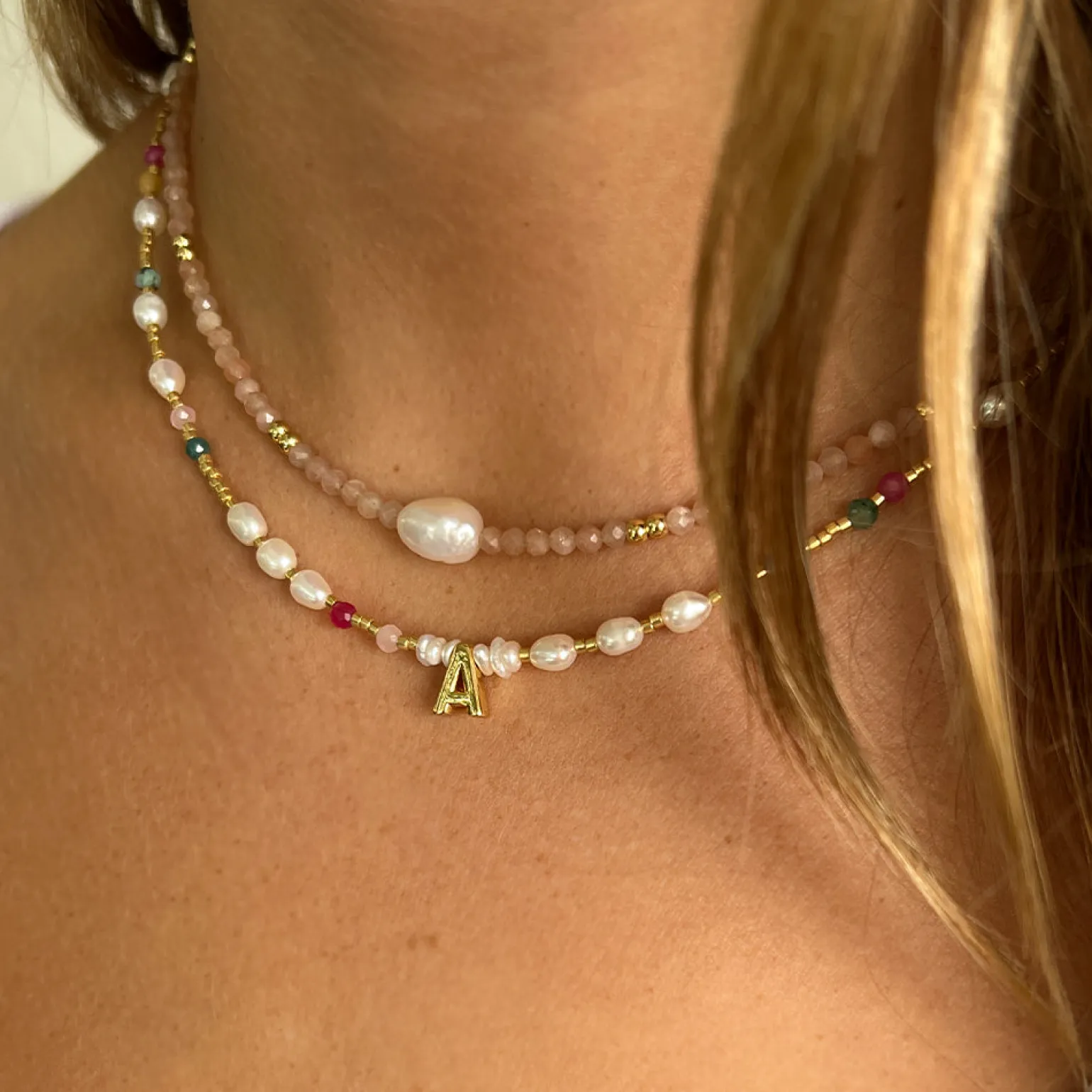 Mila Gemstone and Pearl Choker