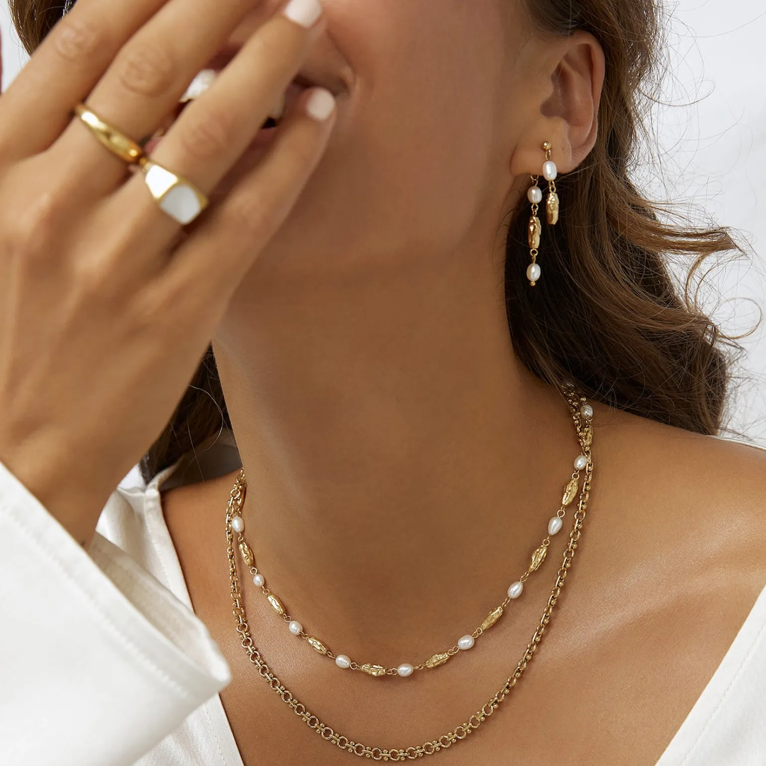 Mimi Pearl and Gold Earrings