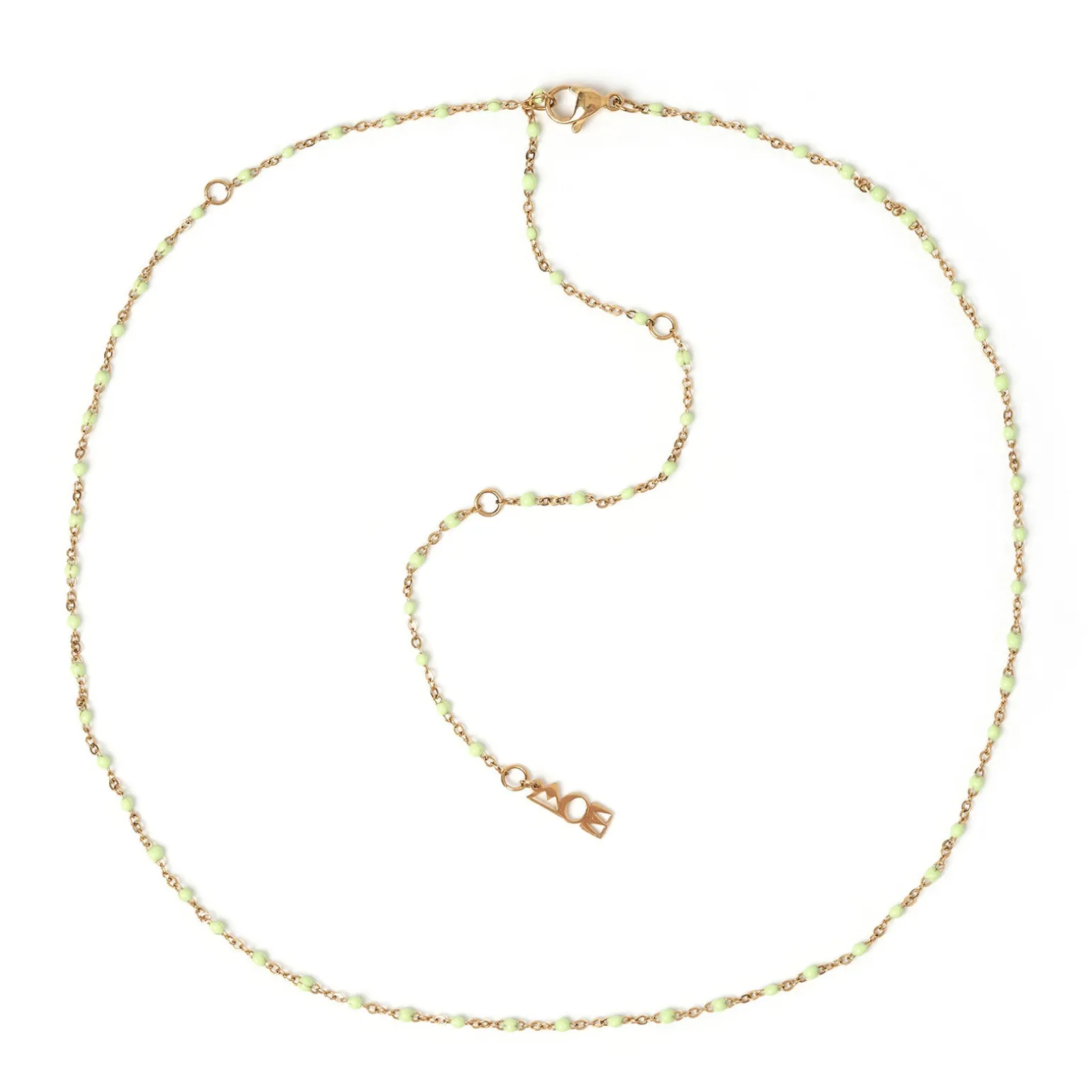 Peggy Gold and Enamel Necklace - Mint