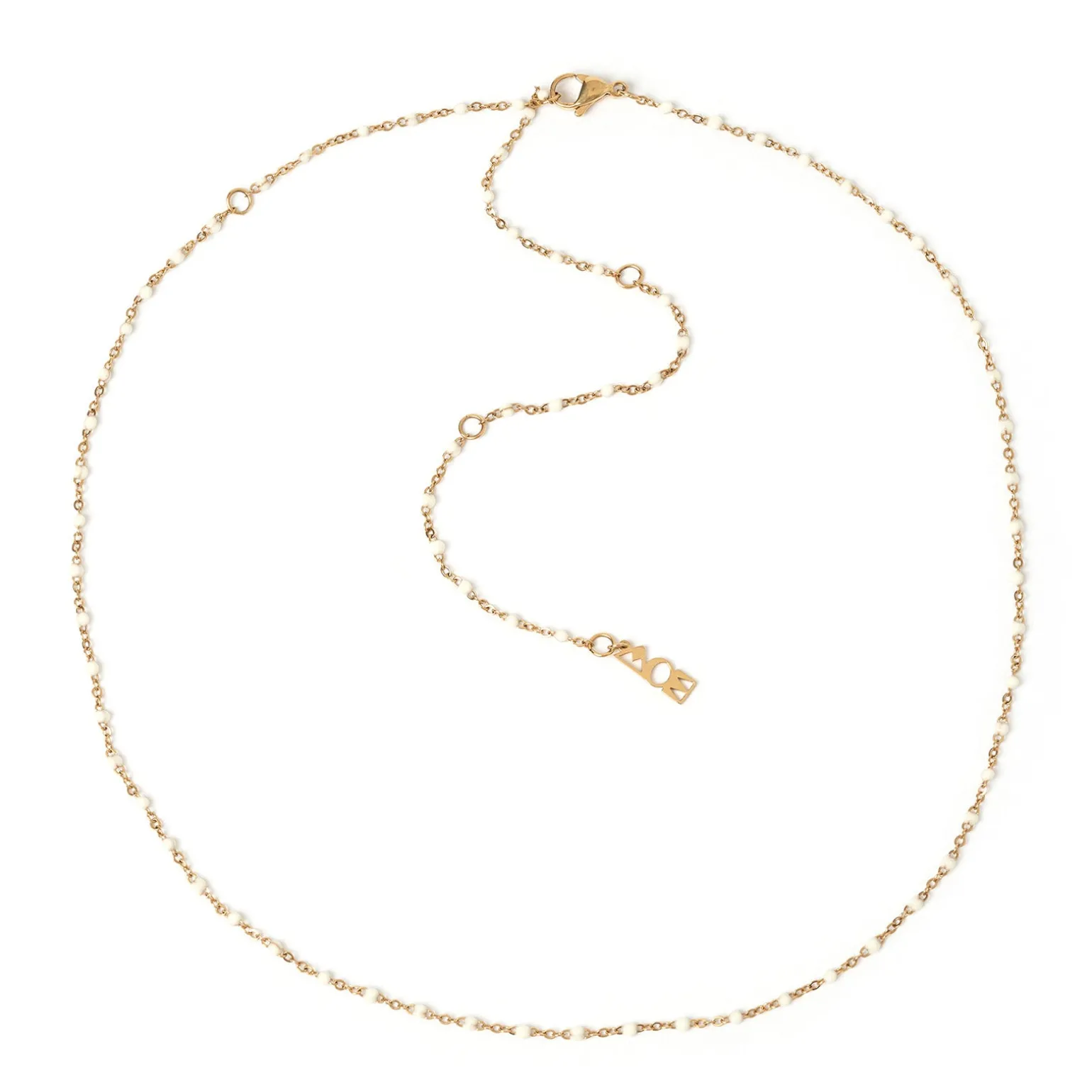 Peggy Gold and Enamel Necklace - Vanilla