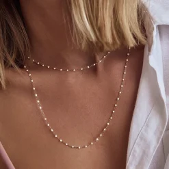 Peggy Gold and Enamel Necklace - Vanilla