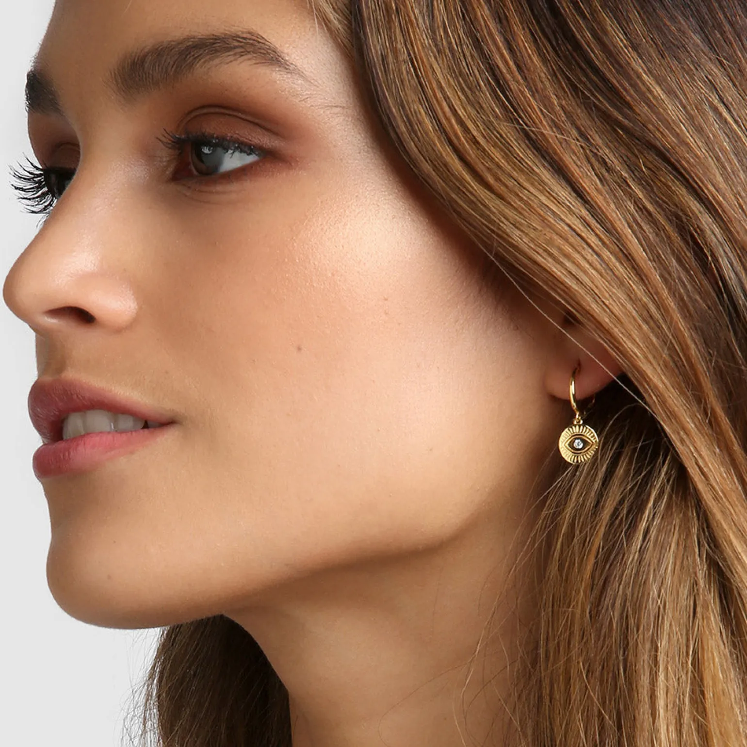 Protective Eye Gold Hoop Huggies
