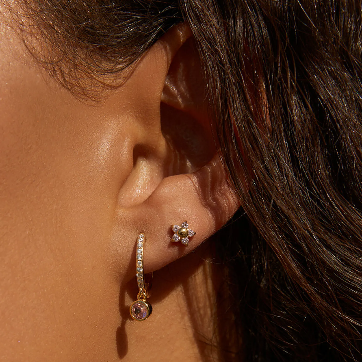 Rhodes Gold Earrings - Rose