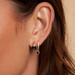 Rhodes Gold Earrings - Sapphire