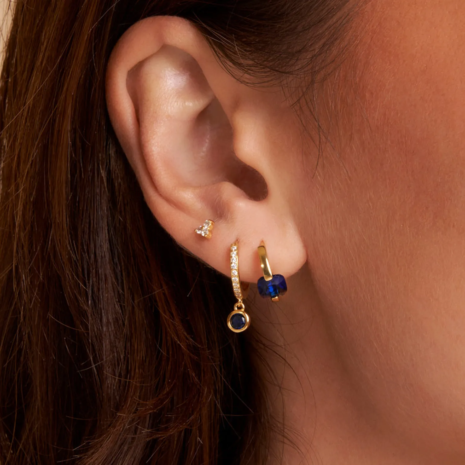 Rhodes Single Stacker Earring - Sapphire