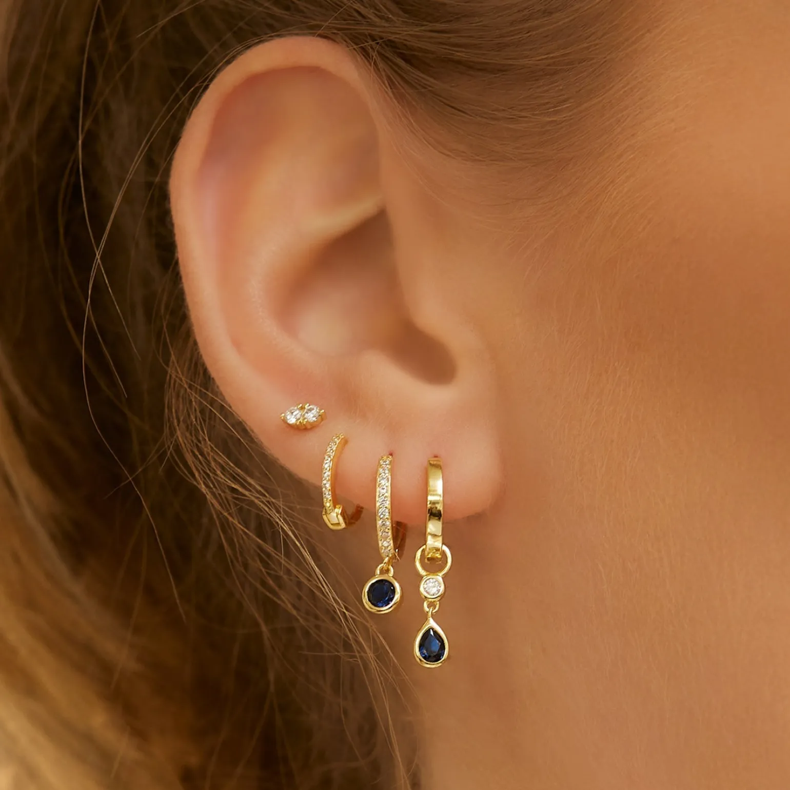 Rhodes Single Stacker Earring - Sapphire