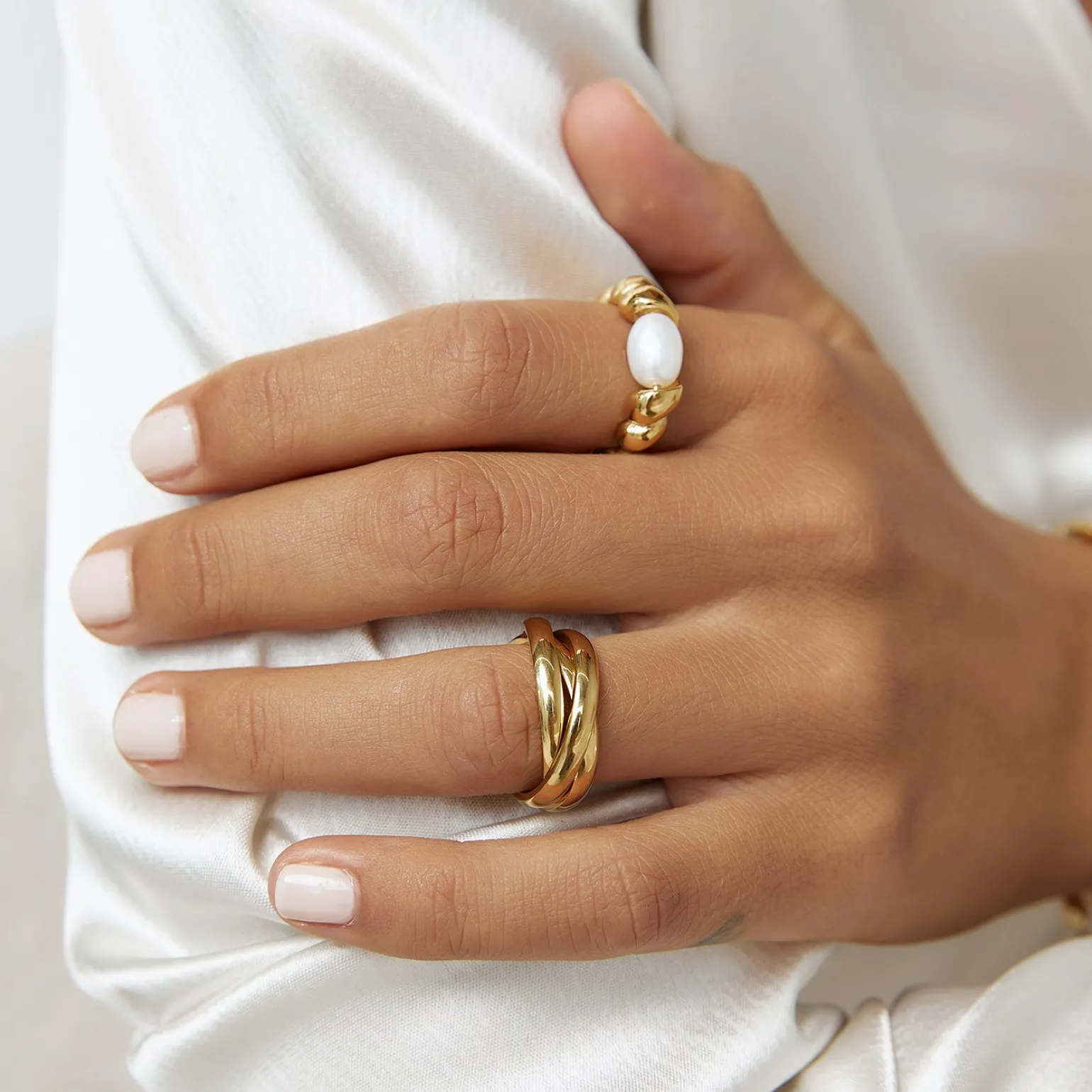Riviera Gold and Pearl Ring