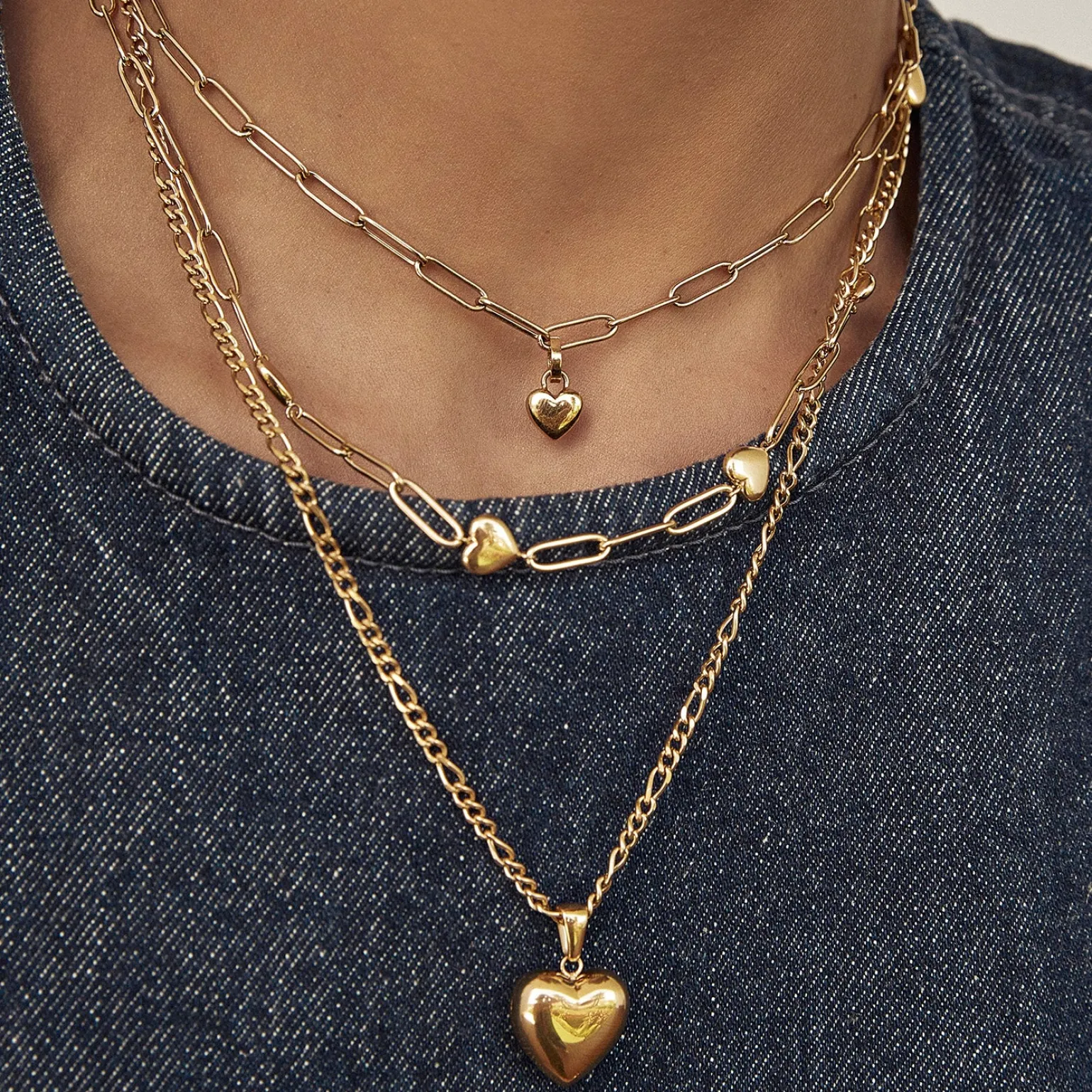 Rose Heart Necklace - Gold