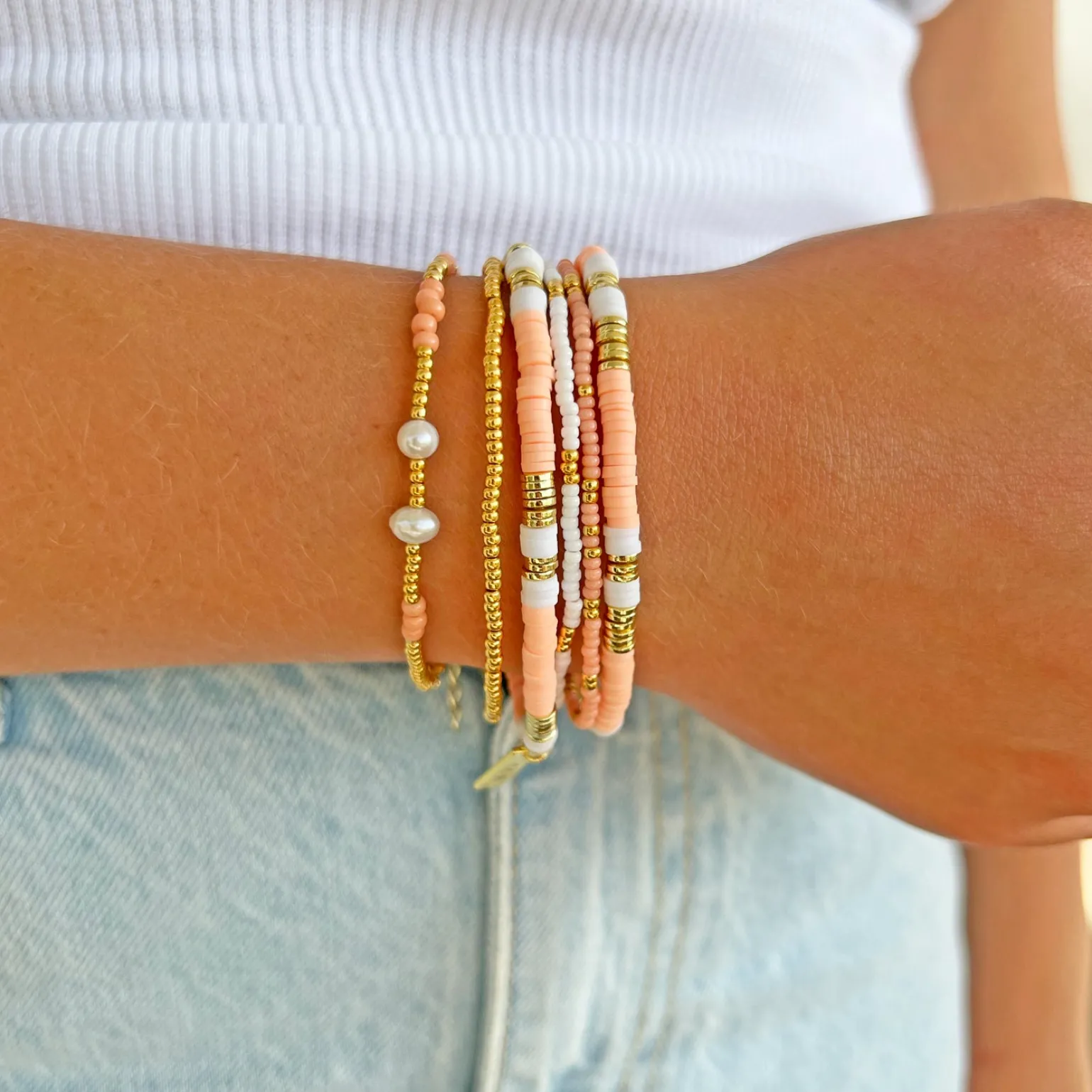 Sunny Bracelet Set - Coral