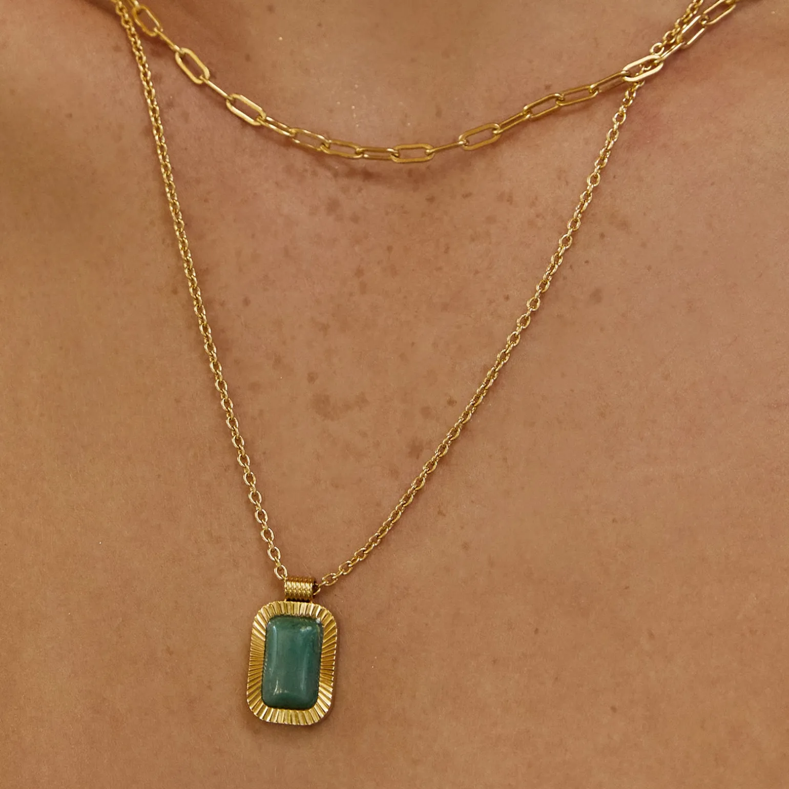 Teo Gold Necklace - Jade