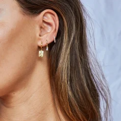 Zodiac Gold Tag Earrings