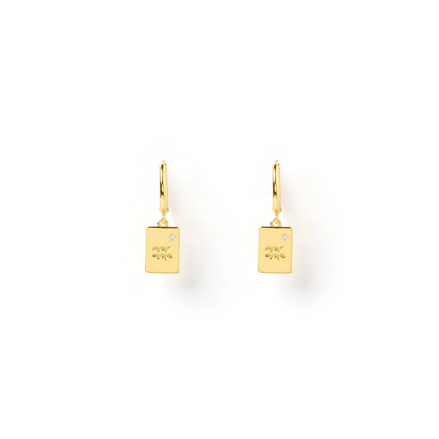 Zodiac Gold Tag Earrings
