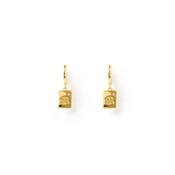 Zodiac Gold Tag Earrings