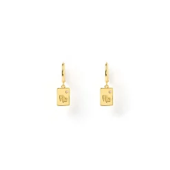 Zodiac Gold Tag Earrings